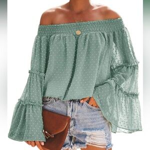Off the shoulder bell sleeve blouse